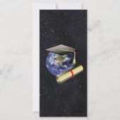 Graduation Cap, Earth w/diploma - Star Background (Front)