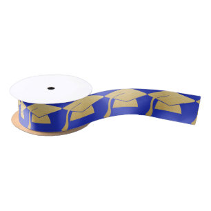 Graduation Cap Faux Gold Foil Navy Blue Satin Ribbon