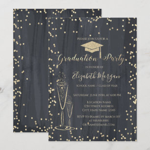 Graduation Cap,Glass Diamonds Black Graduation Invitation