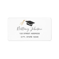 Graduation Cap Gold Foil Tassel Address Label