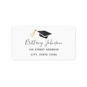 Graduation Cap Gold Foil Tassel Address Label