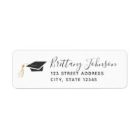 Graduation Cap Gold Foil Tassel Return Address