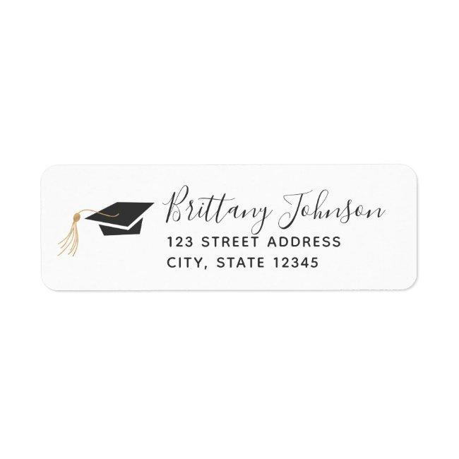 Graduation Cap Gold Foil Tassel Return Address Label