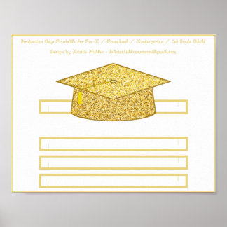 Graduation Cap Gold Glitter Paper Hat Printable Poster