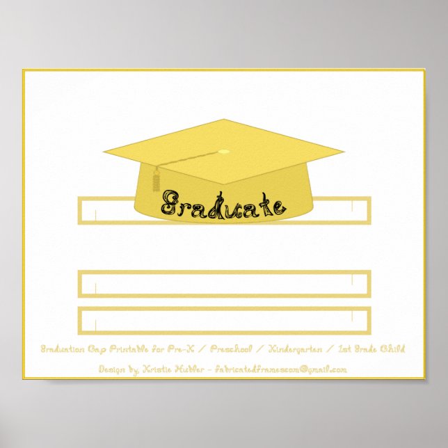 Graduation Cap Gold Paper Hat Graduate Printable Poster (Front)
