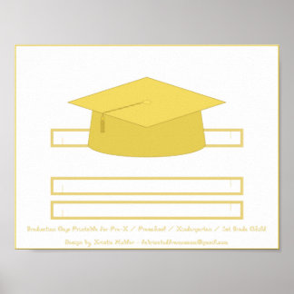 Graduation Cap Gold Paper Hat Printable Poster