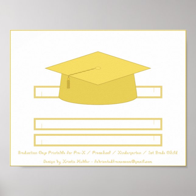 Graduation Cap Gold Paper Hat Printable Poster (Front)