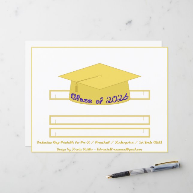 Graduation Cap Gold Party Hat 2026 Blue Font (Front/Back In Situ)