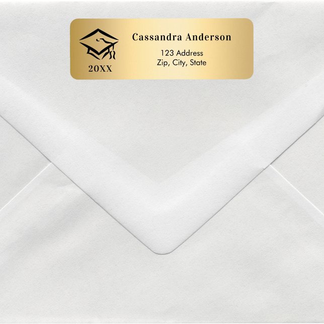Graduation cap gold return address label (Creator Uploaded)