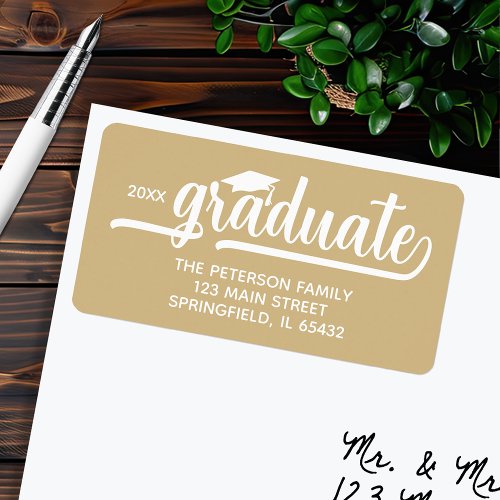 Graduation Cap Gold Return Address Label