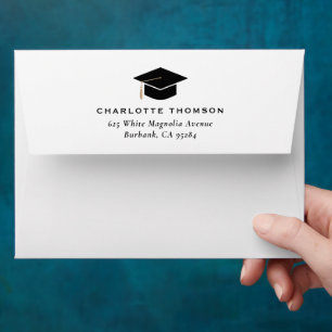 Graduation Cap Gold Tassel White 5x7 Envelope