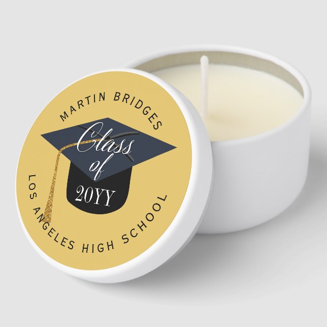 Graduation Cap Gold Yellow Mini Candle Favors (Corner)