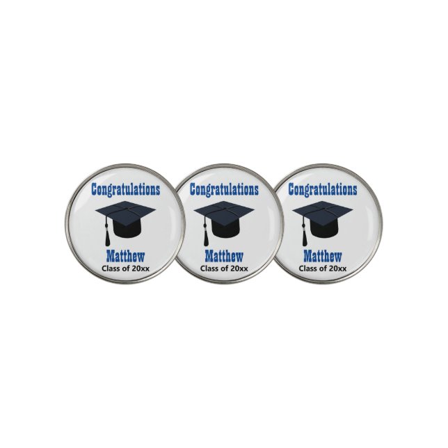 Graduation Cap Golfer Graduate Modern Golf Ball Marker (3 Up)