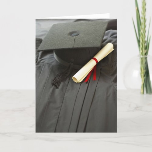 Graduation Cap Gown Diploma Blank Card