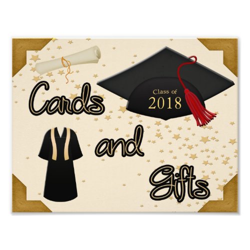 Graduation Cap Gown  Tassel Cards Gift Table Sign