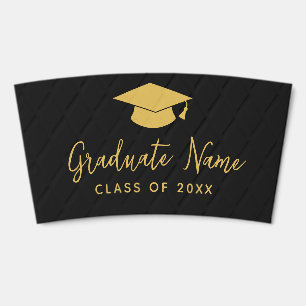 Graduation Cap - Graduate Black and Gold Coffee Cup Sleeve