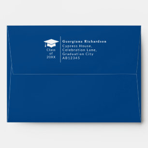 Graduation Cap Graduate Name Address Blue Envelope