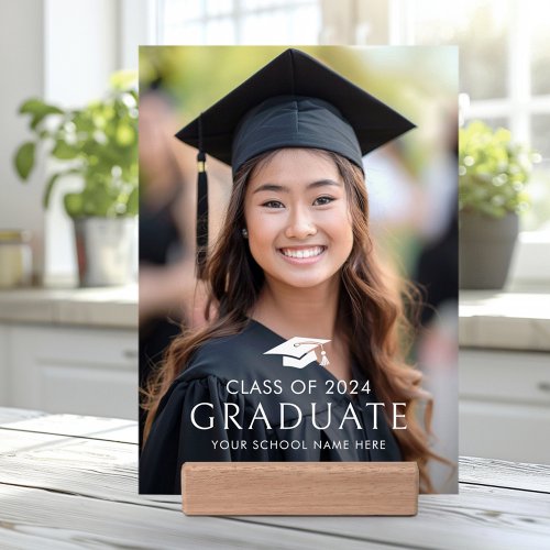 Graduation cap graduate school name year photo holder