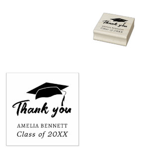 Graduation Cap Graduate Thank you Rubber Stamp