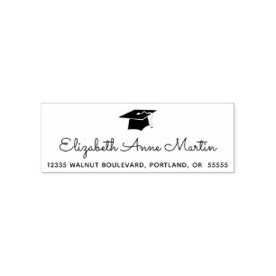 Graduation Cap Graduate's Name Return Address Self-inking Stamp