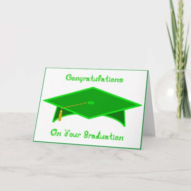 Graduation Cap Green Paper Hat or Card Printable (Front)