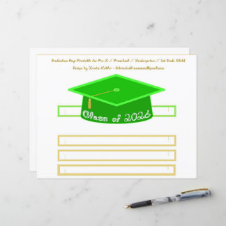 Graduation Cap Green Party Hat 2026 in White
