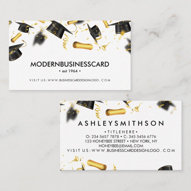 Graduation Cap Grown School Collage Business Card (Front/Back)