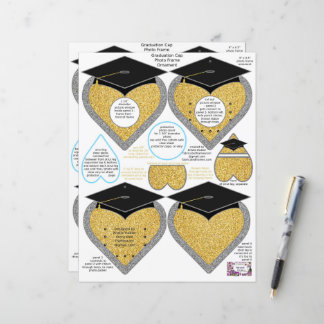 Graduation Cap Heart Frame Ornament 1 3/4" Photo