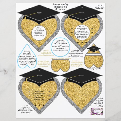 Graduation Cap Heart Frame Ornament 1 3/4" Photo