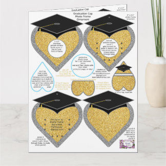 Graduation Cap Heart Frame Ornament 1 3/4" Photo Card