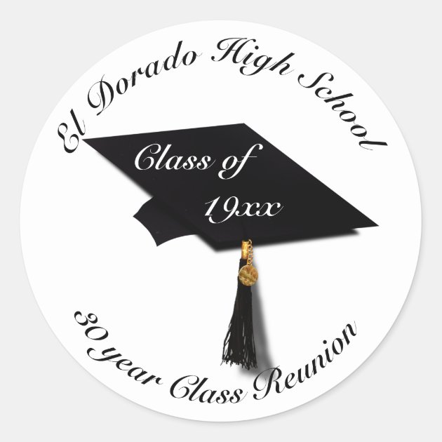Graduation Cap - High School Reunion Classic Round Sticker