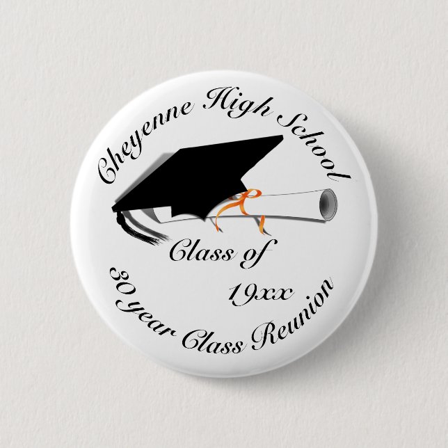 Graduation Cap - High School Reunion Pinback Button (Front)