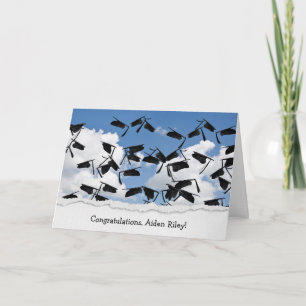 graduation cap in sky card