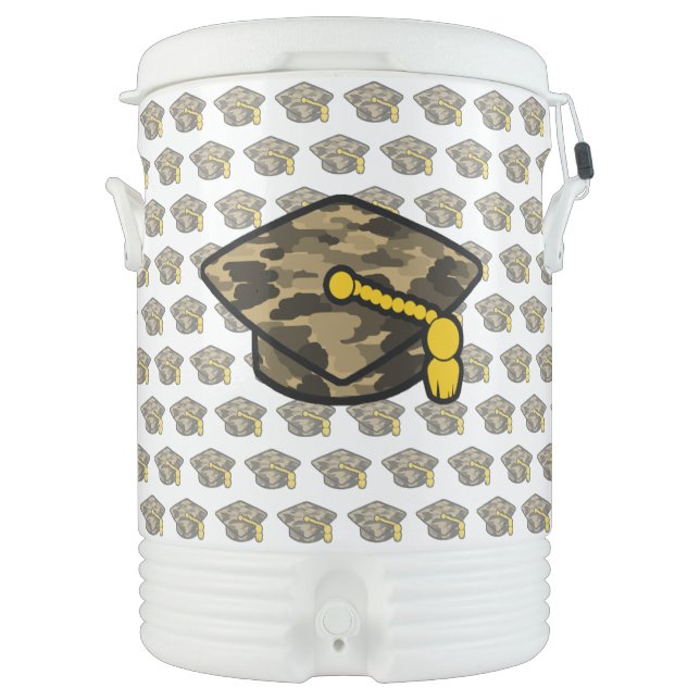 Graduation Cap Khaki Camo Beverage Cooler (Front)