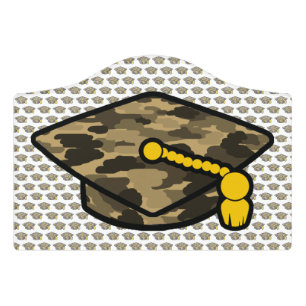 Graduation Cap Khaki Camo Door Sign