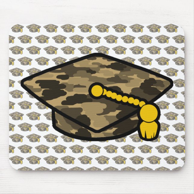 Graduation Cap Khaki Camo Mouse Pad (Front)