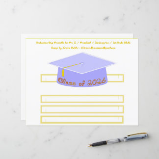 Graduation Cap Light Blue Party Hat 2026 in Gold