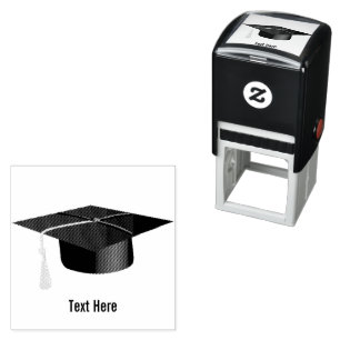 Graduation Cap Logo Text Here Black Ink Premium  Self-inking Stamp