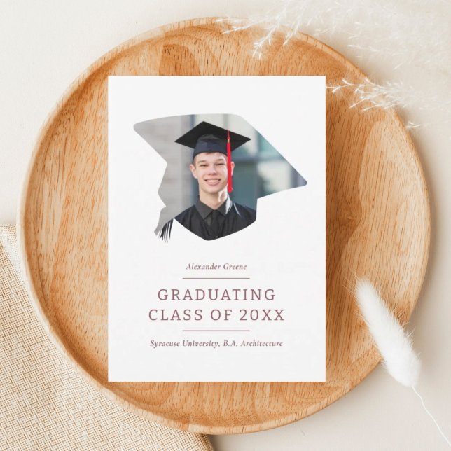 Graduation Cap Maroon 1 Photo Graduation Announcement (Creator Uploaded)