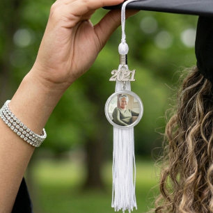 Graduation Cap Memorial [add your photo] Silver Plated Necklace