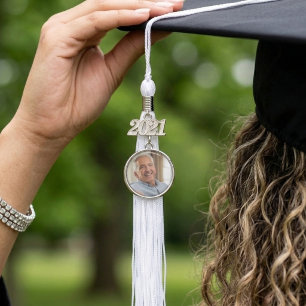Graduation Cap Memorial [add your photo] Silver Plated Necklace