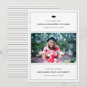 Graduation Cap Modern Photo Grad Announcement