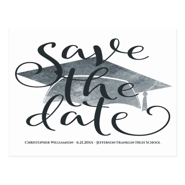 Graduation Cap Modern Save The Date Postcard