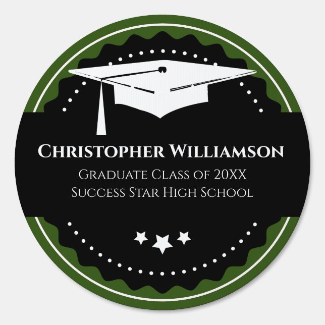 Graduation Cap Modern Simple Black Green Sign (Front)