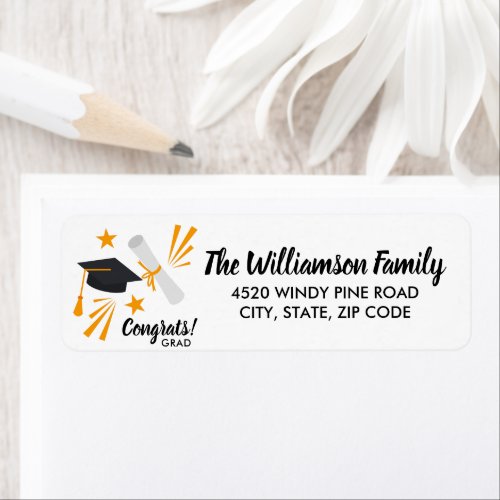 Graduation Cap Mortar Board Diploma Custom Address Label