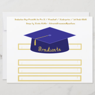 Graduation Cap Navy Blue Paper Hat Gold Graduate