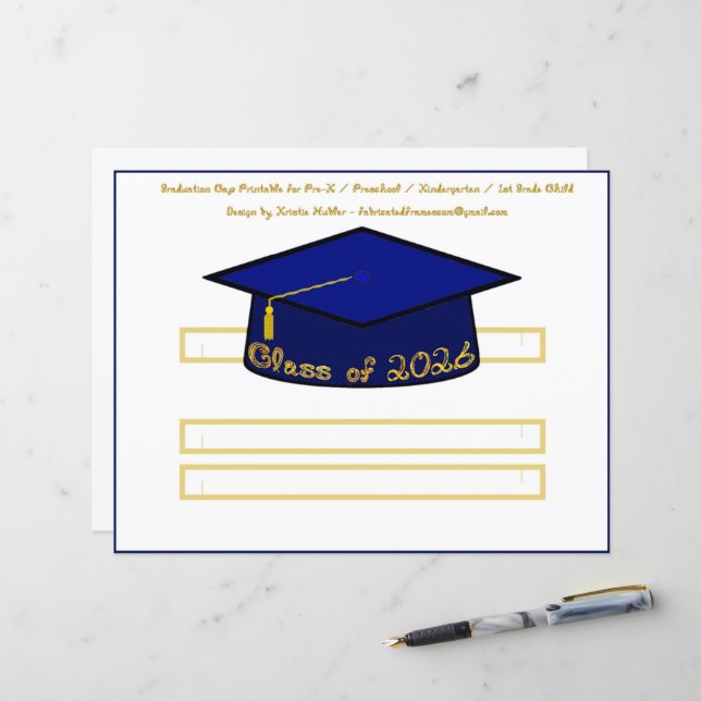 Graduation Cap Navy Blue Party Hat 2026 Gold Font  (Front/Back In Situ)