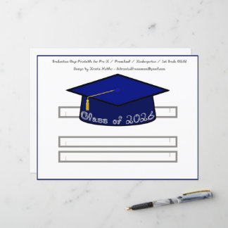 Graduation Cap Navy Blue Party Hat 2026 Silver