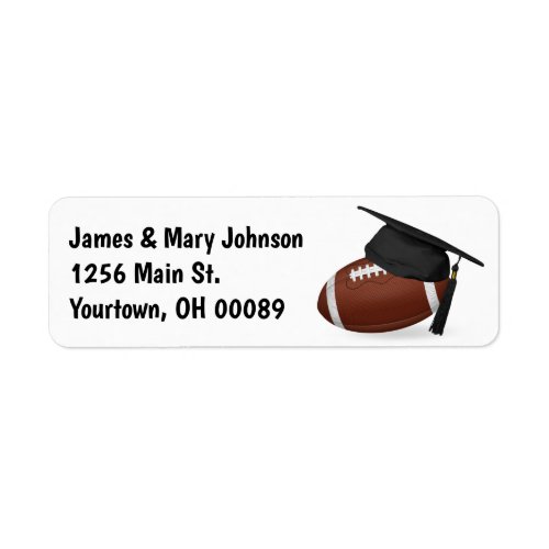 Graduation Cap on a Football Label