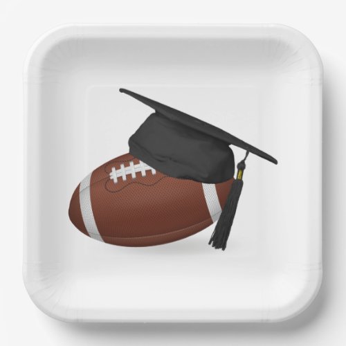 Graduation Cap on a Football Paper Plates
